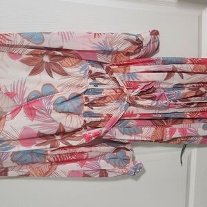 Floral Pink and Blue Maxi Dress